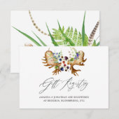 Watercolor Rustic Forest Wedding Gift Registry Begleitkarte (Vorne/Hinten)