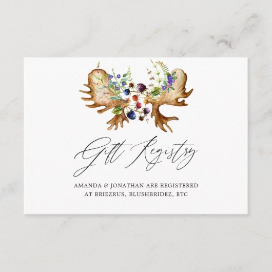 Watercolor Rustic Forest Wedding Gift Registry Begleitkarte (Vorderseite)