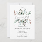 Watercolor Rustic Greenery Winter Engagement Party Einladung (Vorderseite)