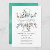 Watercolor Rustic Greenery Winter Engagement Party Einladung (Vorne/Hinten)