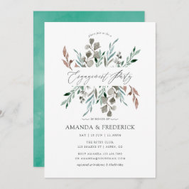 Watercolor Rustic Greenery Winter Engagement Party Einladung