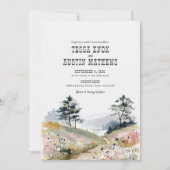 Watercolor Rustic Mountain Wedding Invitation Einladung (Vorderseite)