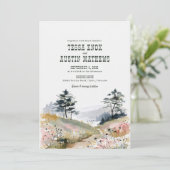 Watercolor Rustic Mountain Wedding Invitation Einladung (Stehend Vorderseite)