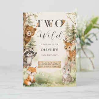 Watercolor Rustic Woodland Zwei Wild 2. Geburtstag Einladung