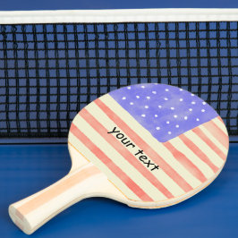 Watercolor rustikal USA Flagge Custom Text Tischtennis Schläger