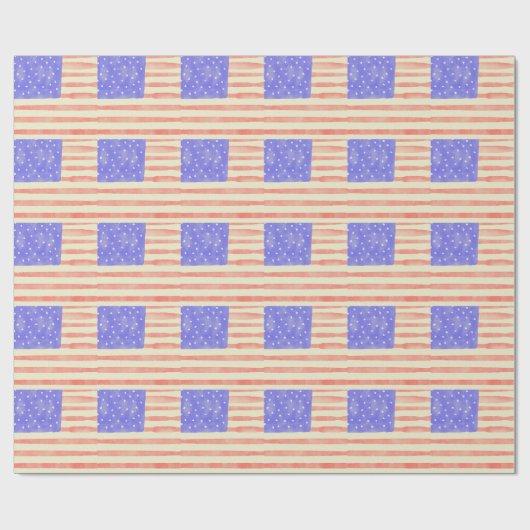 Watercolor rustikal USA Flaggenmuster Geschenkpapier (Flach)