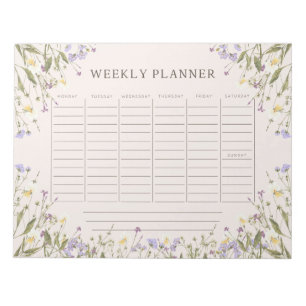 Watercolor rustikale Blume Wochenplaner Notizblock