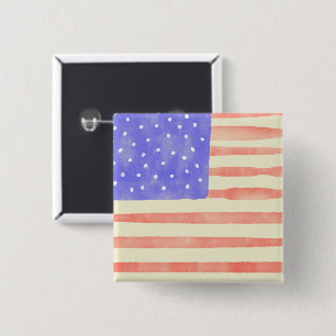 Watercolor rustikale US-Flagge Button