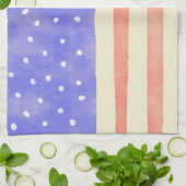Watercolor rustikale US-Flagge Geschirrtuch (Gefaltet)