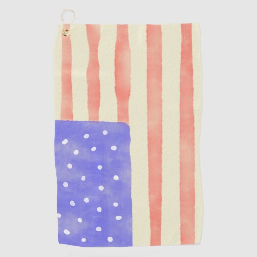 Watercolor rustikale US-Flagge Golfhandtuch (Vorderseite)