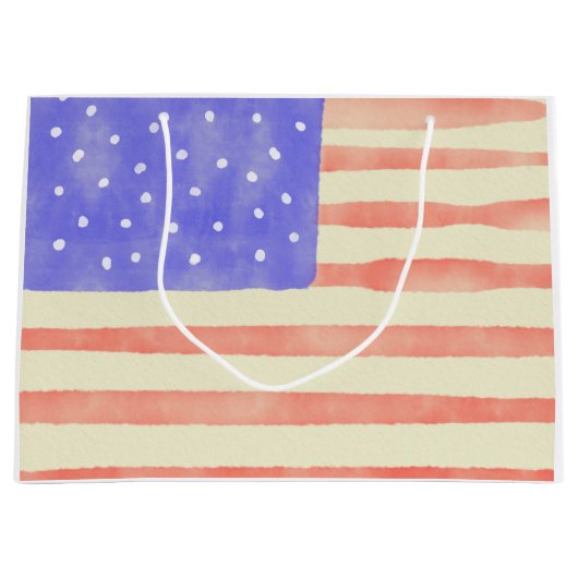 Watercolor rustikale US-Flagge Große Geschenktüte (Vorderseite)