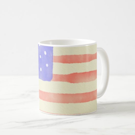 Watercolor rustikale US-Flagge Kaffeetasse (VorderseiteRechts)