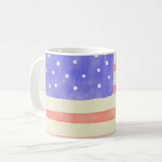 Watercolor rustikale US-Flagge Kaffeetasse (Vorderseite Links)