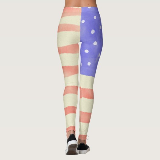 Watercolor rustikale US-Flagge Leggings (Rückseite)