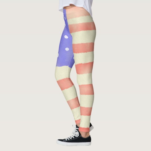 Watercolor rustikale US-Flagge Leggings (Links)