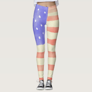 Watercolor rustikale US-Flagge Leggings