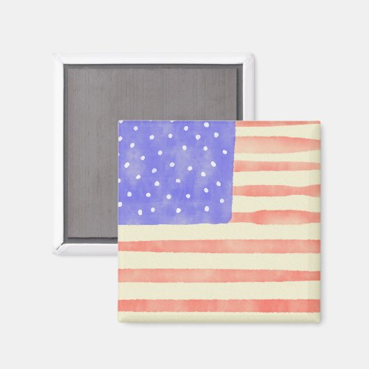 Watercolor rustikale US-Flagge Magnet (Vorderseite/Rückseite)