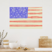 Watercolor rustikale US-Flagge Poster (Küche)