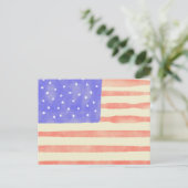 Watercolor rustikale US-Flagge Postkarte (Stehend Vorderseite)