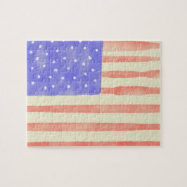 Watercolor rustikale US-Flagge Puzzle