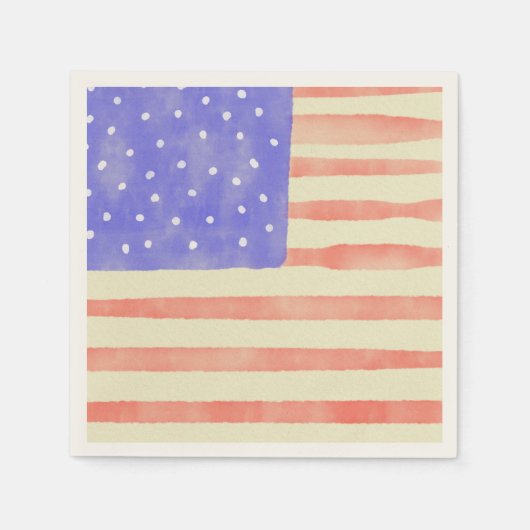 Watercolor rustikale US-Flagge Serviette (Vorderseite)