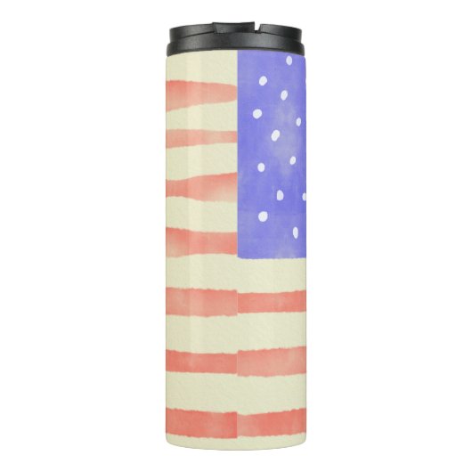 Watercolor rustikale US-Flagge Thermosbecher (Rückseite)