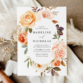 Watercolor Rustikaler Fall Floral Oval Rahmen Einladung