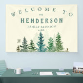 WATERCOLOR RUSTISCHE PINENBÄUME FAMILIE WIEDERSEHE BANNER (Messe)