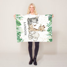 Watercolor Safari Animals Baby Boy Kinderzimmer