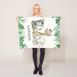 Watercolor Safari Animals Baby Boy Kinderzimmer Fleecedecke