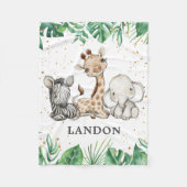 Watercolor Safari Animals Baby Boy Kinderzimmer Fleecedecke (Vorderseite)