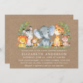 Watercolor Safari Animals Baby Dusche Kraft Einladung (Vorne/Hinten)