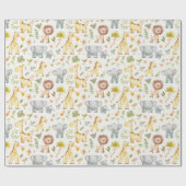 Watercolor Safari Animals Baby Shower Geschenkpapier (Flach)