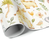 Watercolor Safari Animals Baby Shower Geschenkpapier (Rolleneckpunkt)