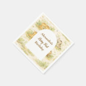 Watercolor Safari Animals First Birthday Serviette (Ecke)