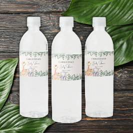 Watercolor Safari Animals Kinderdusche Vielen Dank Wasserflaschenetikett