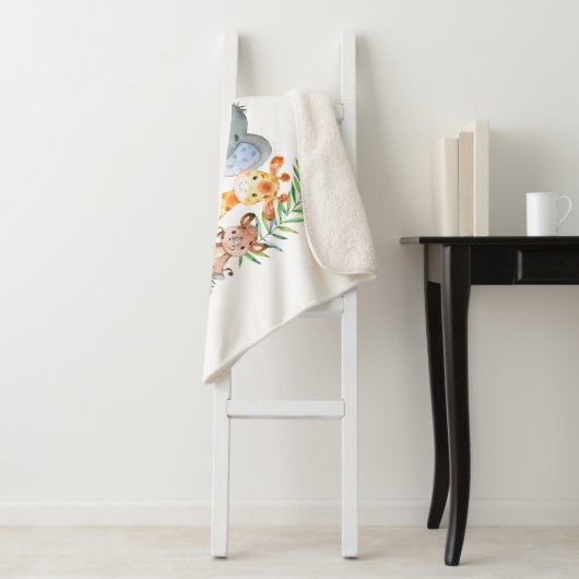 Watercolor Safari Baby Animals Blue Elephant Sherpadecke (Beispiel)