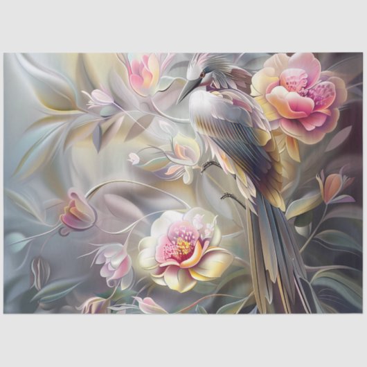 Watercolor Safari Birds Floral Ephemera Decoupage Seidenpapier (Vorderseite)