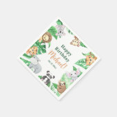 Watercolor Safari Jungle Animals Happy Birthday Serviette (Ecke)