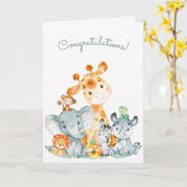 Watercolor Safari Jungle Animes Herzlichen Glückwu Karte (Gelbe Blume)