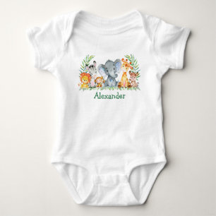 Watercolor Safari Jungle Baby Animes Baby Strampler