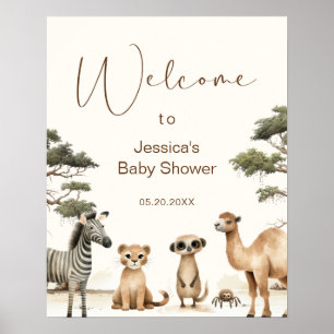 Watercolor Safari Jungle Baby Dusche Willkommen Poster