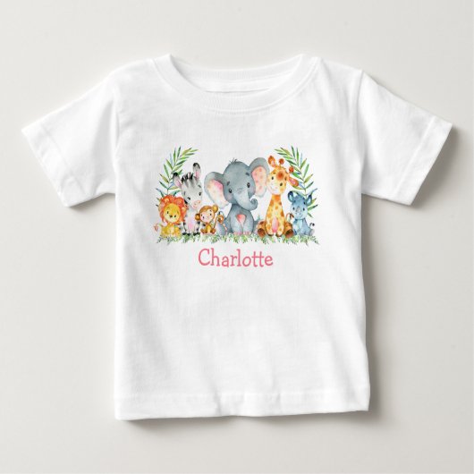 Watercolor Safari Jungle Niedlich Baby Animes Baby T-shirt (Vorderseite)