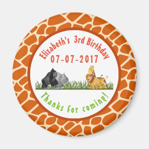 Watercolor Safari Jungle Tiere Geburtstag Dank Magnet