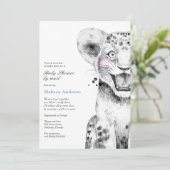 Watercolor Safari Lion Cub Baby Dusche by Mail Einladung (Stehend Vorderseite)