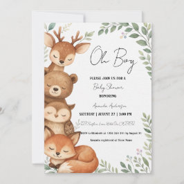 Watercolor-Safari-Tiere Baby Boy Shower Einladung