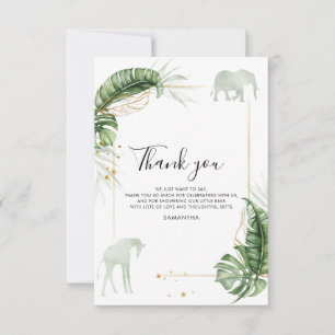 Watercolor-Safari-Tiere-Baby-Party Dankeskarte