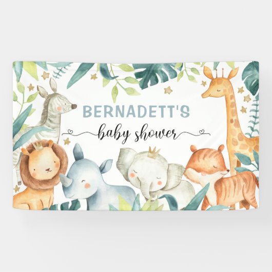 Watercolor Safari Wild Baby Duschbanner Banner (Horizontal)