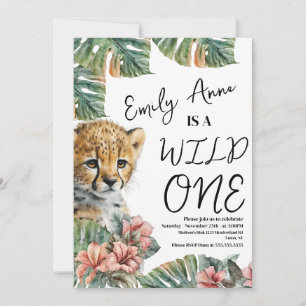 Watercolor Safari Wild One Baby-Tier-Geburtstagsfe Einladung
