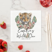 Watercolor Safari Wild One Baby Tiger Cub Geburtst Serviette (Beispiel)